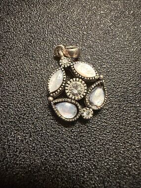 Lia Sophia Silver Floral Pendant with White Opalescent Accents
